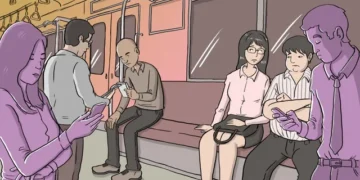 Japanese sitting next to foreigners